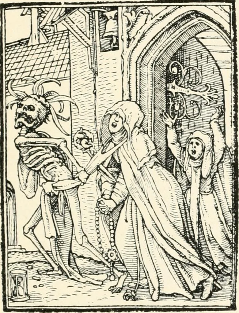 An illustration from The dance of death : the full series of wood engravings reproduced in phototype from the proofs and original editions, 1886, leaf 85