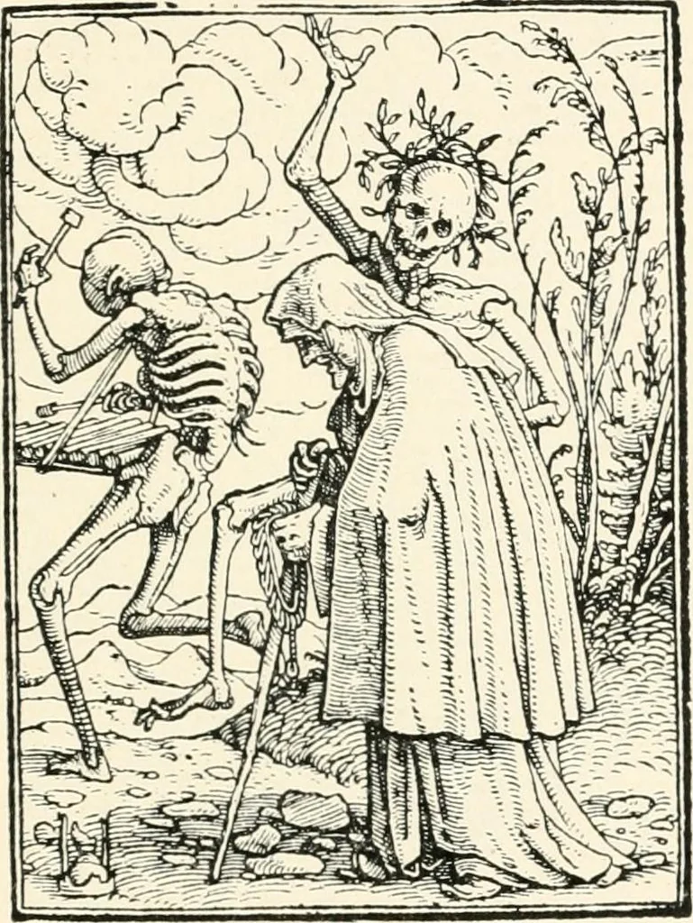 An illustration from The dance of death : the full series of wood engravings reproduced in phototype from the proofs and original editions, 1886, leaf 89