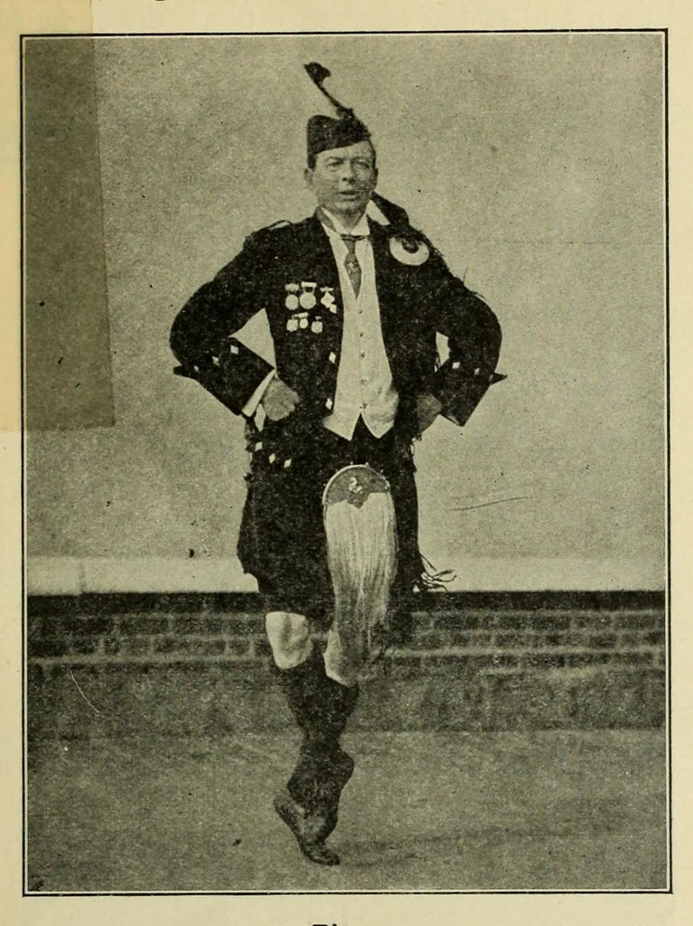An illustration from Dances of the people : a second volume of Folk-dances and singing games; containing twenty-eight folk-dances of the United States, Ireland, England, Scotland, Norway, Sweden, Denmark, Finland, Germany, and Switzerland; with the music, full directions for performance and numerous illustrations, 1913, leaf 35
