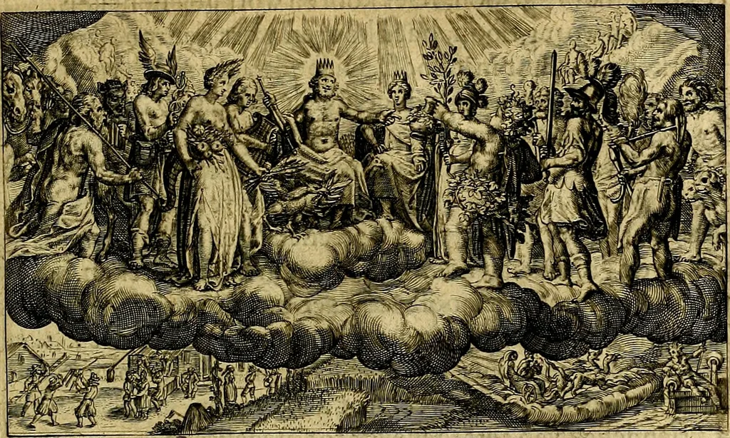 An illustration from Dan. Heinsii Lof-Sanck Van Iesus Christus, den eenigen end eeuwigen Son Godes. Met noodelicke Vytleggingen aenvvÿsende den gront van het out Christelick geloof, in den selven vervat, 1616, leaf 196