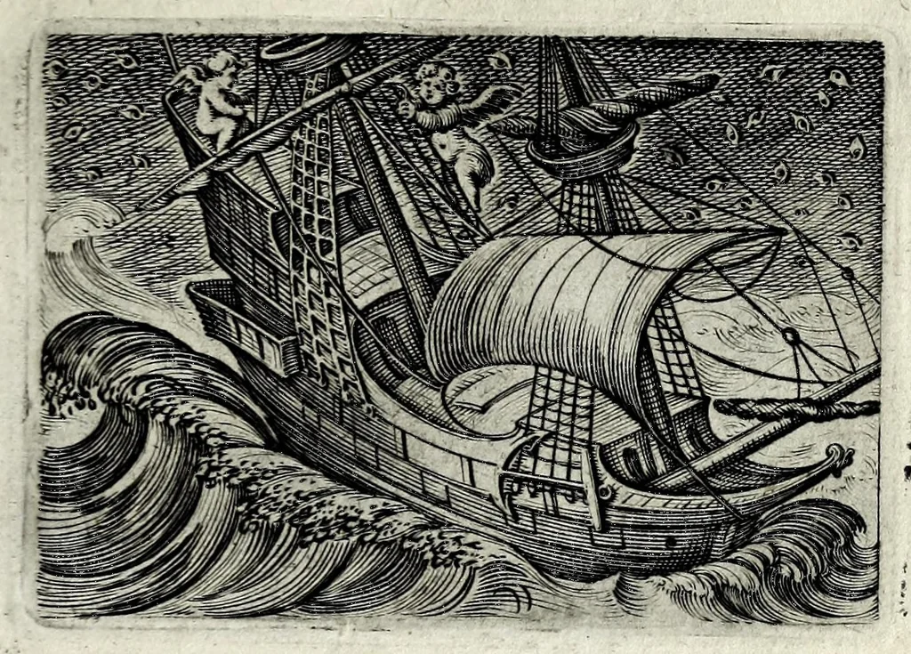An illustration from Dan. Heinsii Lof-sanck van Iesus Christus den eenigen ende eeuwigen sone Godes : ende zyne andere nederduytse poemata, nieuwelijcks vermeerdert ende verbetert met de uytlegginghen, 1650, leaf 189