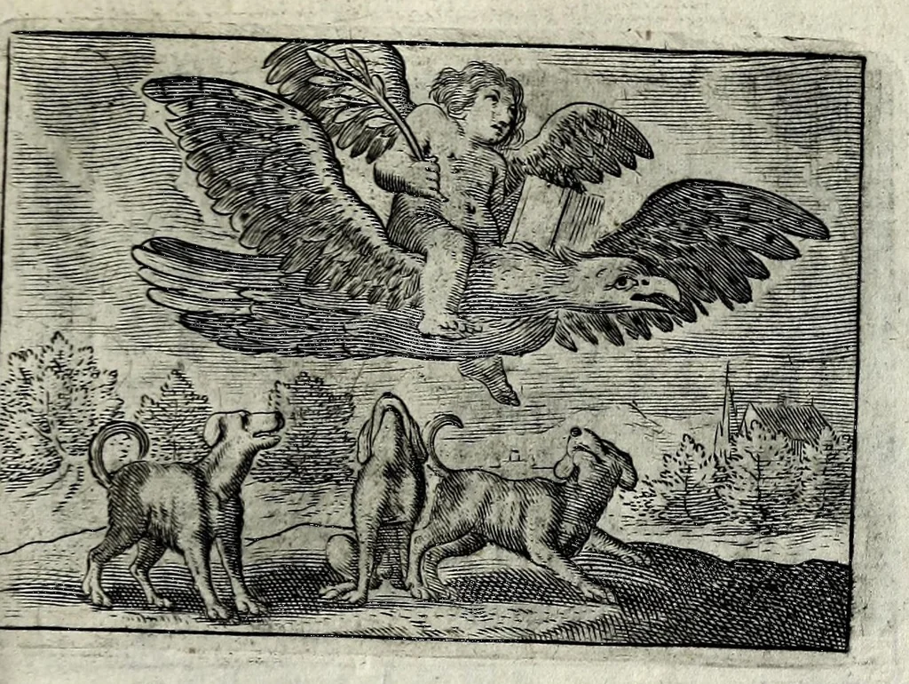 An illustration from Dan. Heinsii Lof-sanck van Iesus Christus den eenigen ende eeuwigen sone Godes : ende zyne andere nederduytse poemata, nieuwelijcks vermeerdert ende verbetert met de uytlegginghen, 1650, leaf 201
