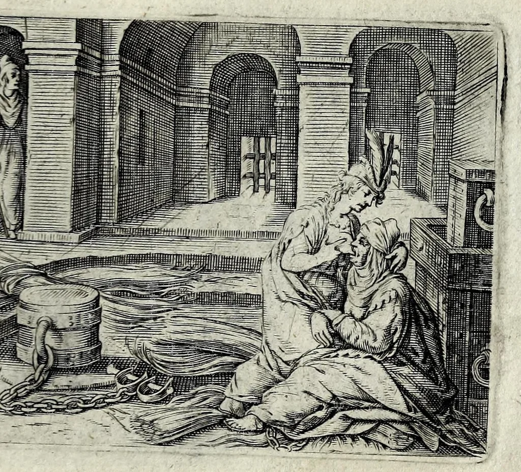 An illustration from Dan. Heinsii Lof-sanck van Iesus Christus den eenigen ende eeuwigen sone Godes : ende zyne andere nederduytse poemata, nieuwelijcks vermeerdert ende verbetert met de uytlegginghen, 1650, leaf 243