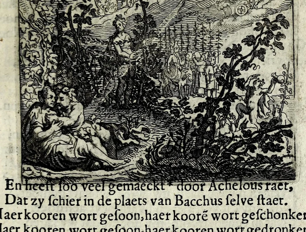 An illustration from Dan. Heinsii Lof-sanck van Iesus Christus den eenigen ende eeuwigen sone Godes : ende zyne andere nederduytse poemata, nieuwelijcks vermeerdert ende verbetert met de uytlegginghen, 1650, leaf 277