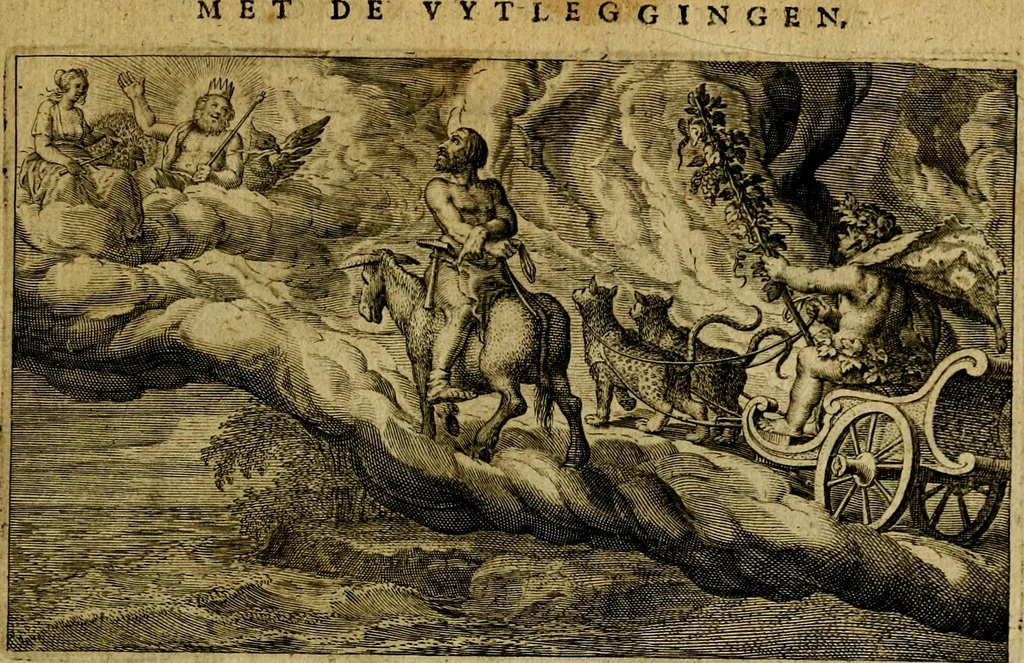 An illustration from Dan. Heinsii Nederduytsche poemata ; by een vergadert en uytgegeven door P. S, 1618, leaf 128