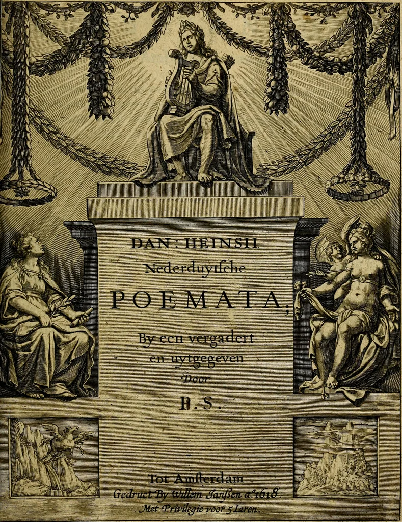 An illustration from Dan. Heinsii Nederduytsche poemata ; by een vergadert en uytgegeven door P. S, 1618, leaf 4