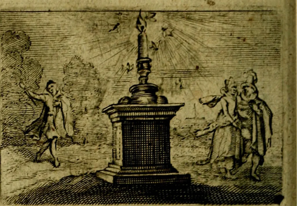 An illustration from Dan. Heinsii Nederduytsche poemata ; by een vergadert en uytgegeven door P. S, 1618, leaf 85