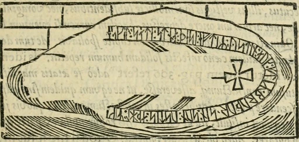 An illustration from Danicorum monumentorum libri sex : e spissis antiquitatum tenebris et in Dania ac Norvegia extantibus ruderibus, 1643, leaf 200