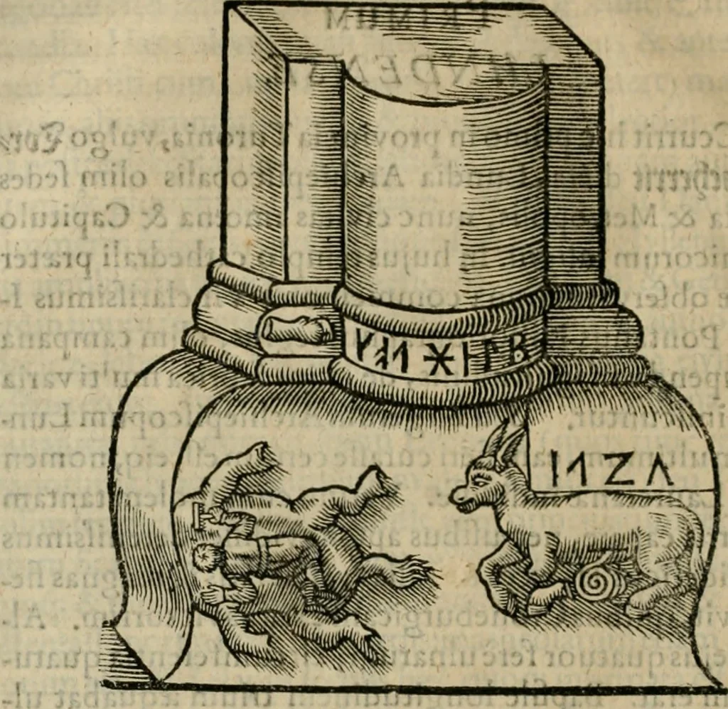 An illustration from Danicorum monumentorum libri sex : e spissis antiquitatum tenebris et in Dania ac Norvegia extantibus ruderibus, 1643, leaf 213