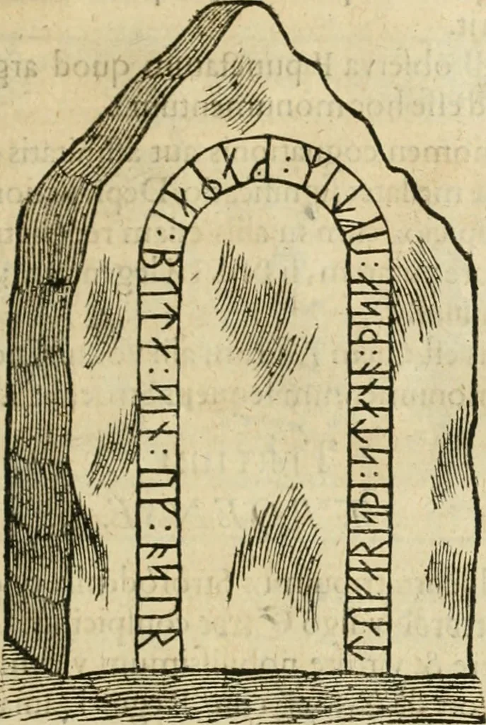 An illustration from Danicorum monumentorum libri sex : e spissis antiquitatum tenebris et in Dania ac Norvegia extantibus ruderibus, 1643, leaf 214