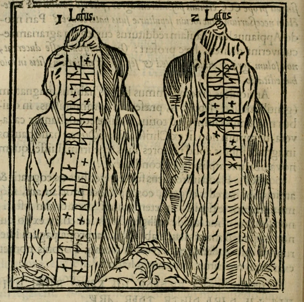 An illustration from Danicorum monumentorum libri sex : e spissis antiquitatum tenebris et in Dania ac Norvegia extantibus ruderibus, 1643, leaf 223