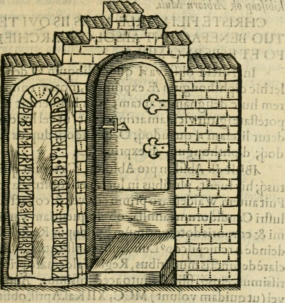 An illustration from Danicorum monumentorum libri sex : e spissis antiquitatum tenebris et in Dania ac Norvegia extantibus ruderibus, 1643, leaf 240