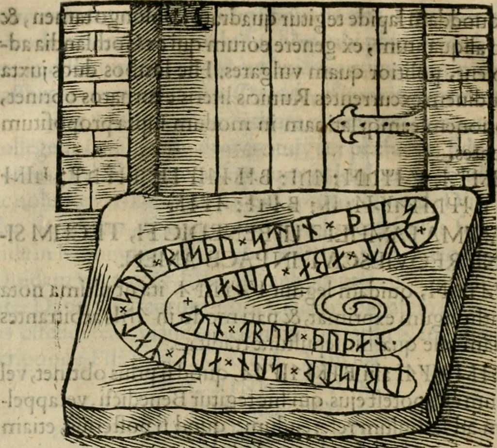 An illustration from Danicorum monumentorum libri sex : e spissis antiquitatum tenebris et in Dania ac Norvegia extantibus ruderibus, 1643, leaf 251