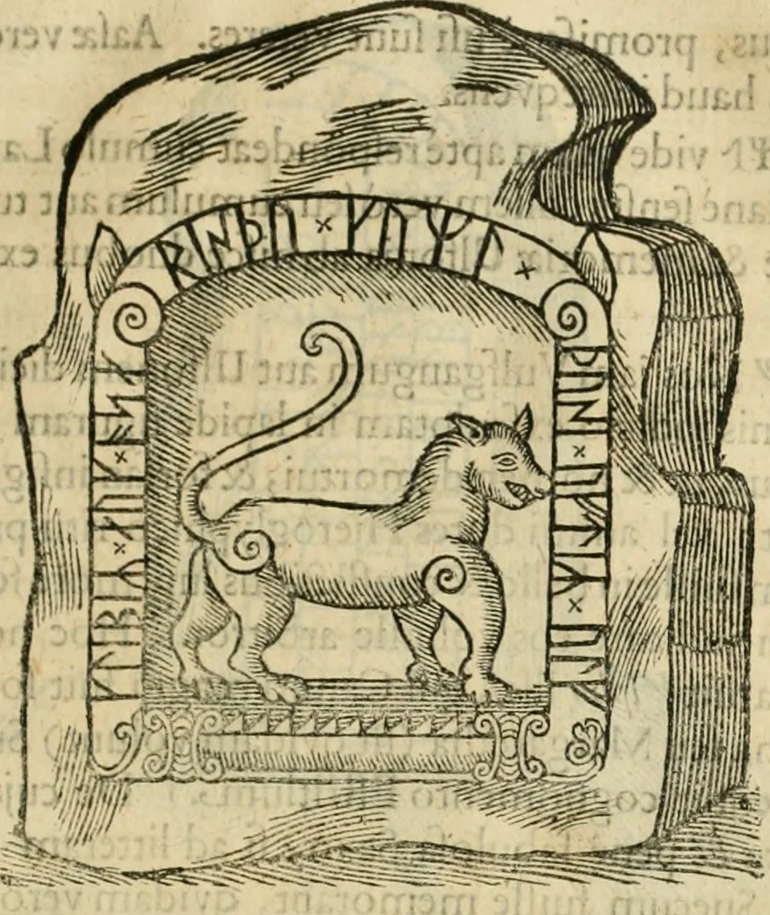 An illustration from Danicorum monumentorum libri sex : e spissis antiquitatum tenebris et in Dania ac Norvegia extantibus ruderibus, 1643, leaf 270