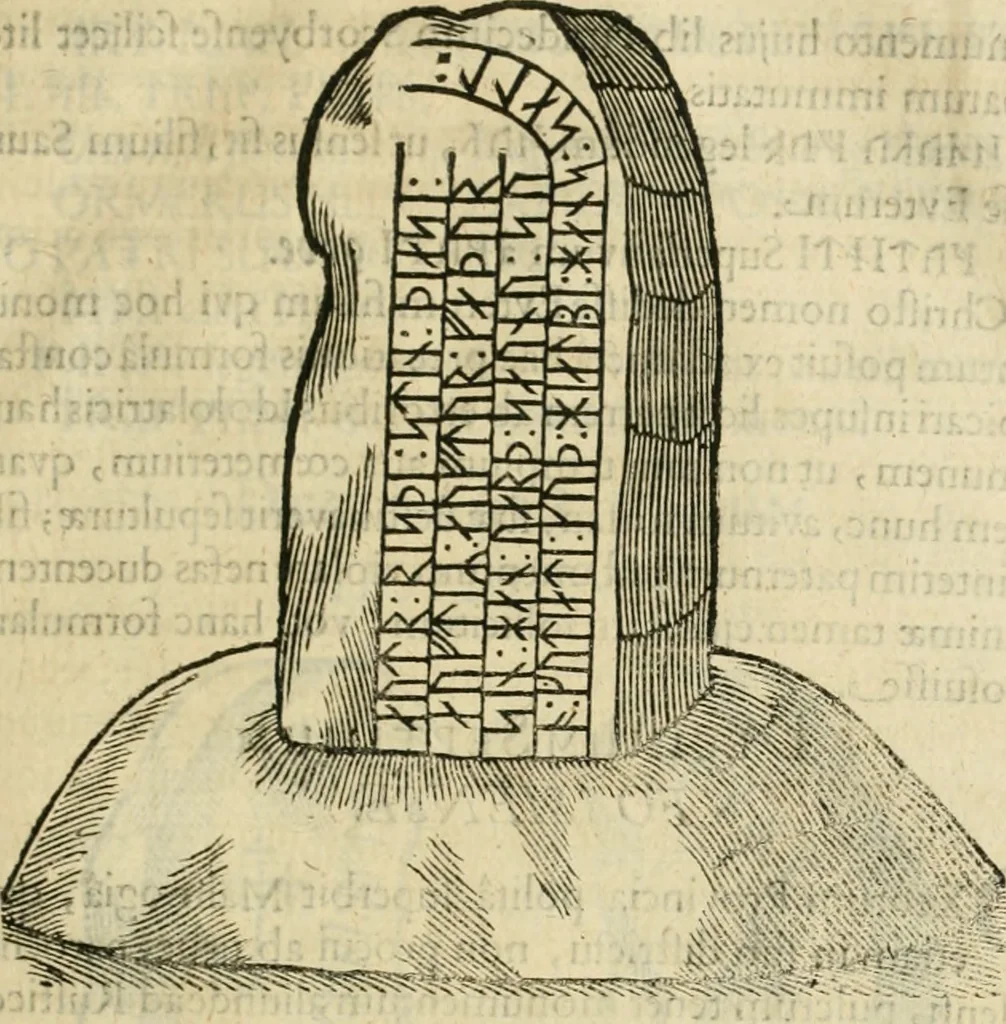 An illustration from Danicorum monumentorum libri sex : e spissis antiquitatum tenebris et in Dania ac Norvegia extantibus ruderibus, 1643, leaf 272