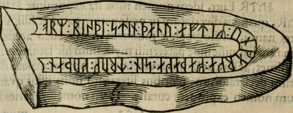 An illustration from Danicorum monumentorum libri sex : e spissis antiquitatum tenebris et in Dania ac Norvegia extantibus ruderibus, 1643, leaf 273
