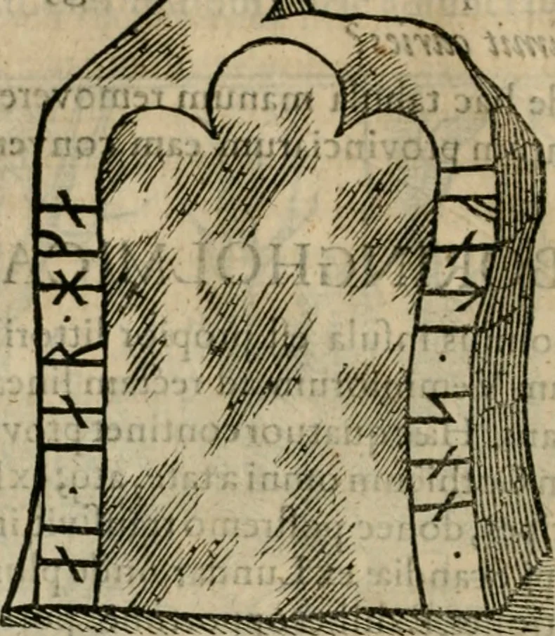 An illustration from Danicorum monumentorum libri sex : e spissis antiquitatum tenebris et in Dania ac Norvegia extantibus ruderibus, 1643, leaf 293