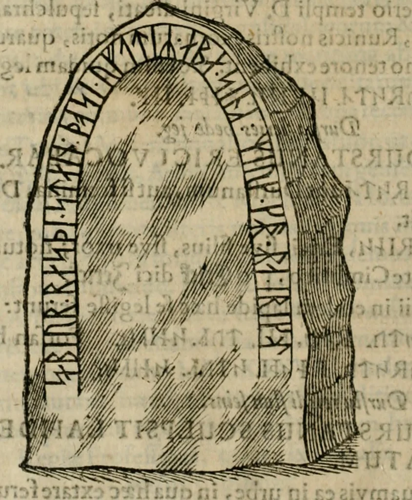 An illustration from Danicorum monumentorum libri sex : e spissis antiquitatum tenebris et in Dania ac Norvegia extantibus ruderibus, 1643, leaf 347