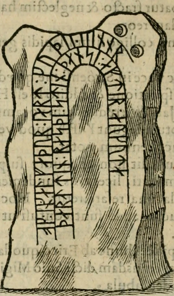 An illustration from Danicorum monumentorum libri sex : e spissis antiquitatum tenebris et in Dania ac Norvegia extantibus ruderibus, 1643, leaf 349