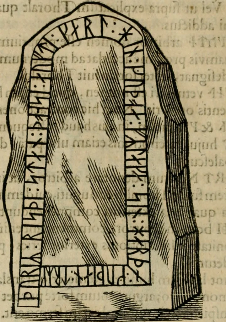 An illustration from Danicorum monumentorum libri sex : e spissis antiquitatum tenebris et in Dania ac Norvegia extantibus ruderibus, 1643, leaf 351