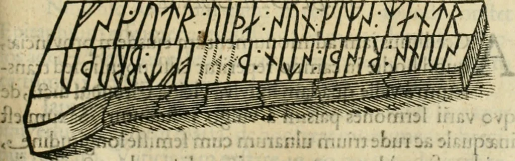 An illustration from Danicorum monumentorum libri sex : e spissis antiquitatum tenebris et in Dania ac Norvegia extantibus ruderibus, 1643, leaf 372