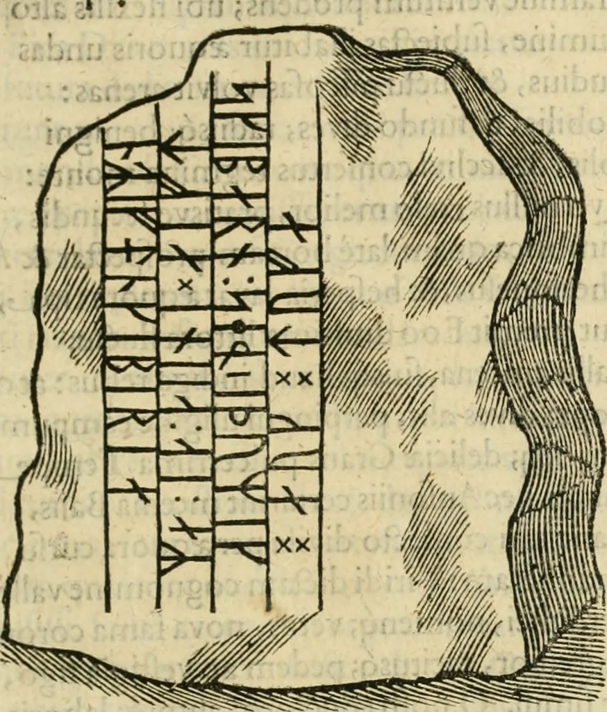 An illustration from Danicorum monumentorum libri sex : e spissis antiquitatum tenebris et in Dania ac Norvegia extantibus ruderibus, 1643, leaf 374