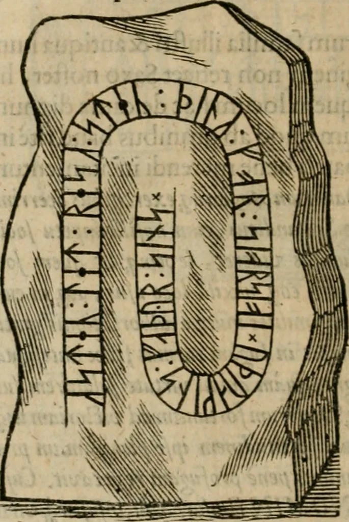 An illustration from Danicorum monumentorum libri sex : e spissis antiquitatum tenebris et in Dania ac Norvegia extantibus ruderibus, 1643, leaf 385