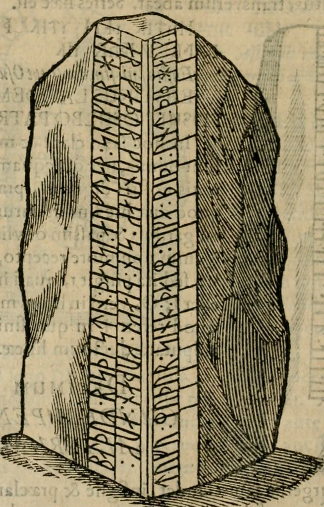 An illustration from Danicorum monumentorum libri sex : e spissis antiquitatum tenebris et in Dania ac Norvegia extantibus ruderibus, 1643, leaf 387