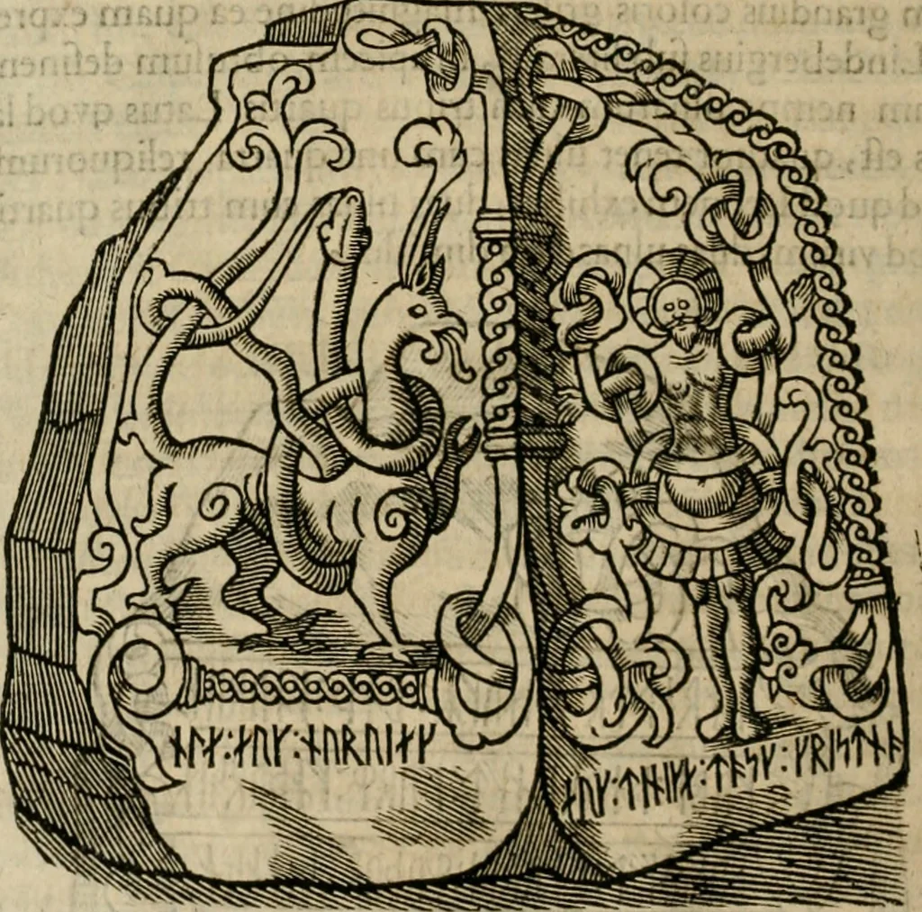 An illustration from Danicorum monumentorum libri sex : e spissis antiquitatum tenebris et in Dania ac Norvegia extantibus ruderibus, 1643, leaf 401