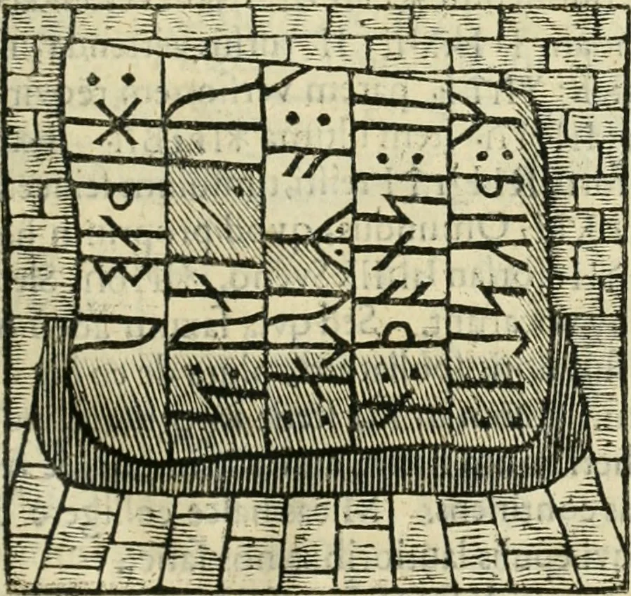 An illustration from Danicorum monumentorum libri sex : e spissis antiquitatum tenebris et in Dania ac Norvegia extantibus ruderibus, 1643, leaf 48