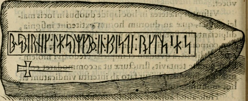 An illustration from Danicorum monumentorum libri sex : e spissis antiquitatum tenebris et in Dania ac Norvegia extantibus ruderibus, 1643, leaf 513