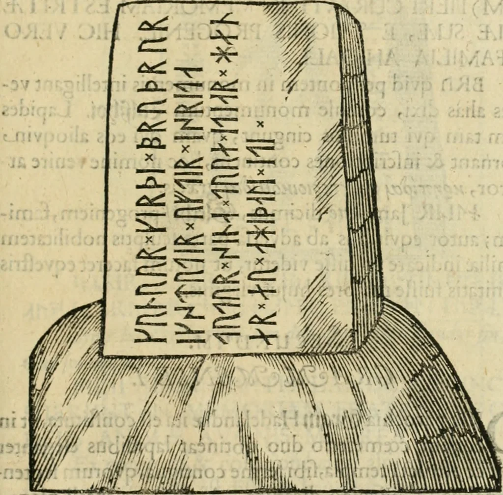 An illustration from Danicorum monumentorum libri sex : e spissis antiquitatum tenebris et in Dania ac Norvegia extantibus ruderibus, 1643, leaf 538