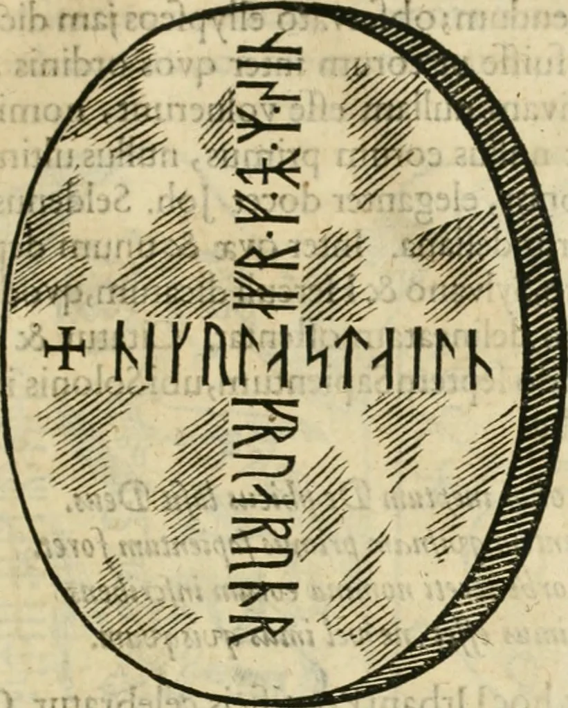 An illustration from Danicorum monumentorum libri sex : e spissis antiquitatum tenebris et in Dania ac Norvegia extantibus ruderibus, 1643, leaf 554