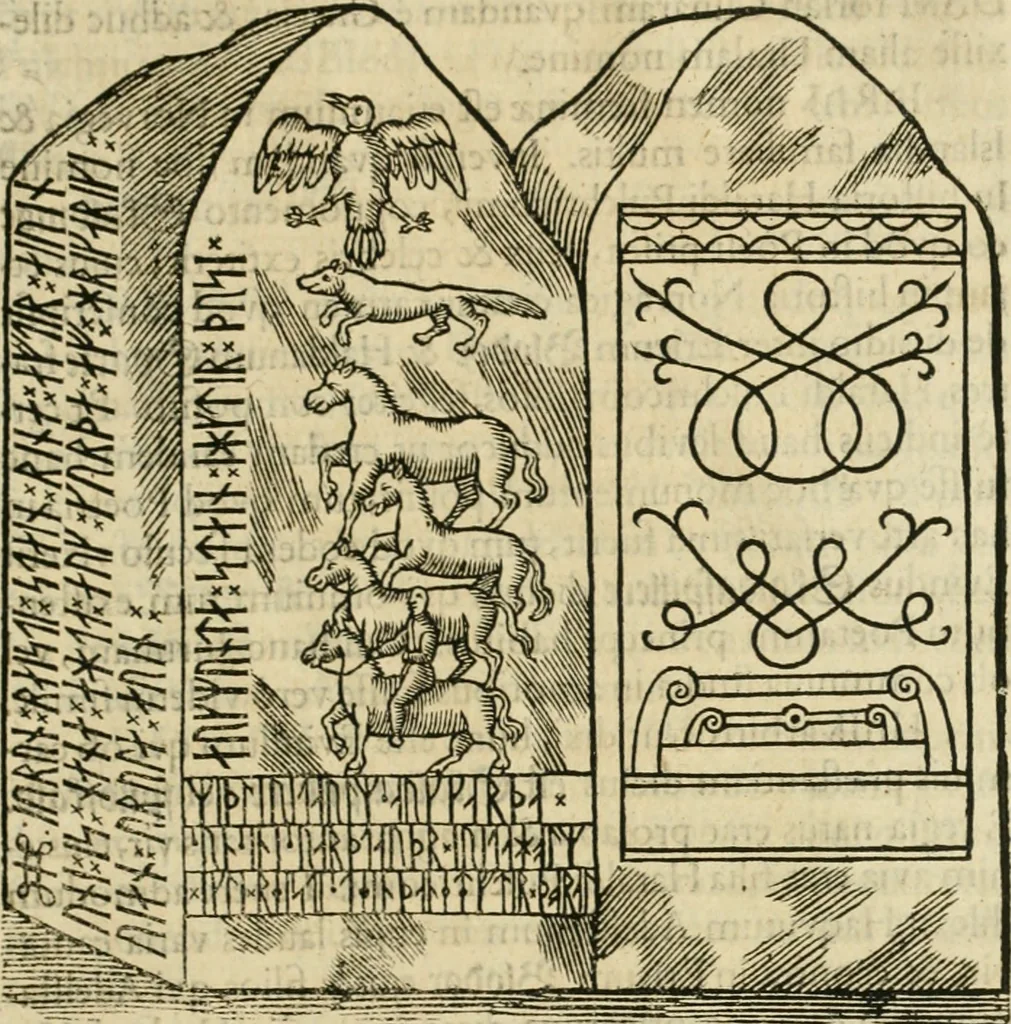 An illustration from Danicorum monumentorum libri sex : e spissis antiquitatum tenebris et in Dania ac Norvegia extantibus ruderibus, 1643, leaf 556