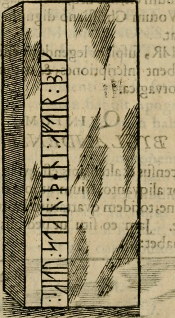 An illustration from Danicorum monumentorum libri sex : e spissis antiquitatum tenebris et in Dania ac Norvegia extantibus ruderibus, 1643, leaf 567