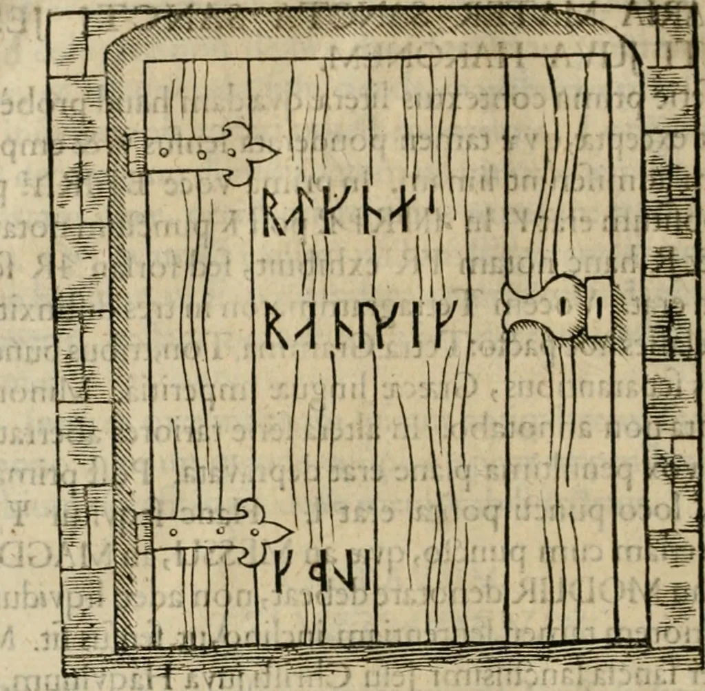 An illustration from Danicorum monumentorum libri sex : e spissis antiquitatum tenebris et in Dania ac Norvegia extantibus ruderibus, 1643, leaf 571