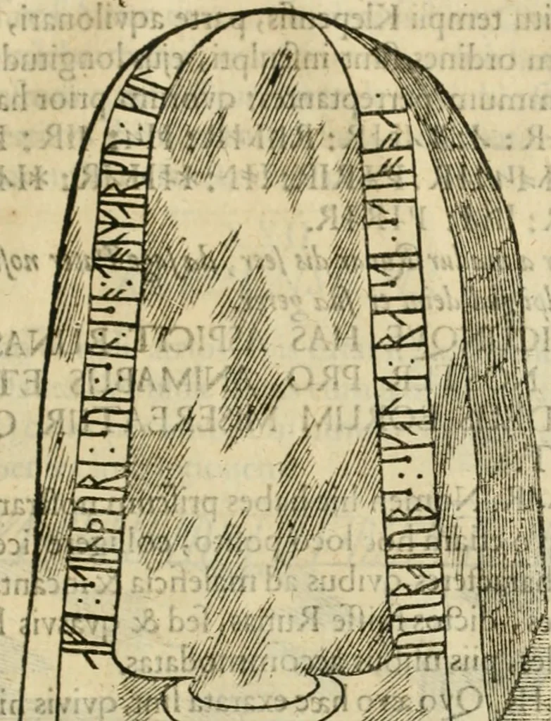 An illustration from Danicorum monumentorum libri sex : e spissis antiquitatum tenebris et in Dania ac Norvegia extantibus ruderibus, 1643, leaf 584