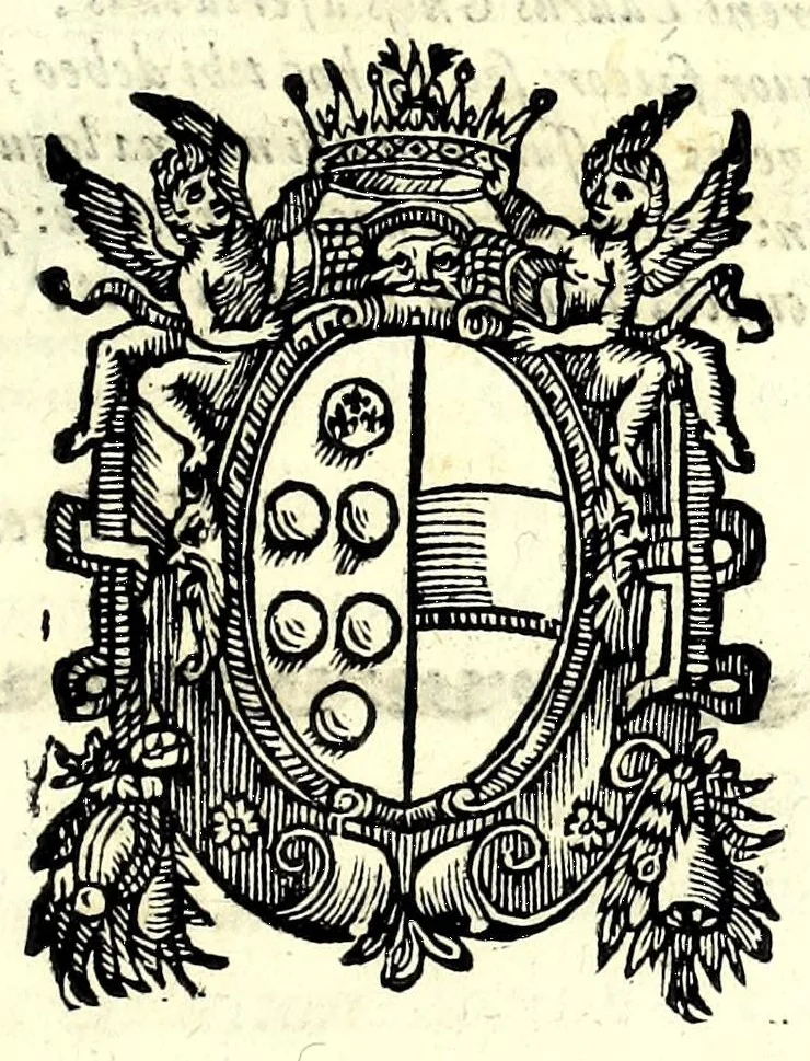 An illustration from Danielis Eremitae Belgae Panegyricvs Cosmo Medices fer. fil. magno hetruriae principi dictus, cum faustissimo omine D. Mariae Magdalenae, Austriacae, Car. F. Augustae, nuptiarum sacris initiaretur, 1608, leaf 3