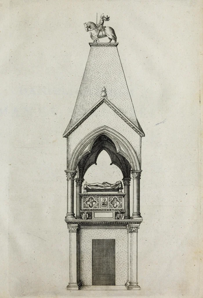 An illustration from Danielis Heinsii in obitum v. illustr. Iosephi Scaligeri, Iul. Caes. a Burden f., eruditorum principis, orationes duae : accedunt epicedia eiusdem & aliorum : effigies item ac monumentum Scaligeri & principum veronensium aeri incisa, 1609, leaf 61