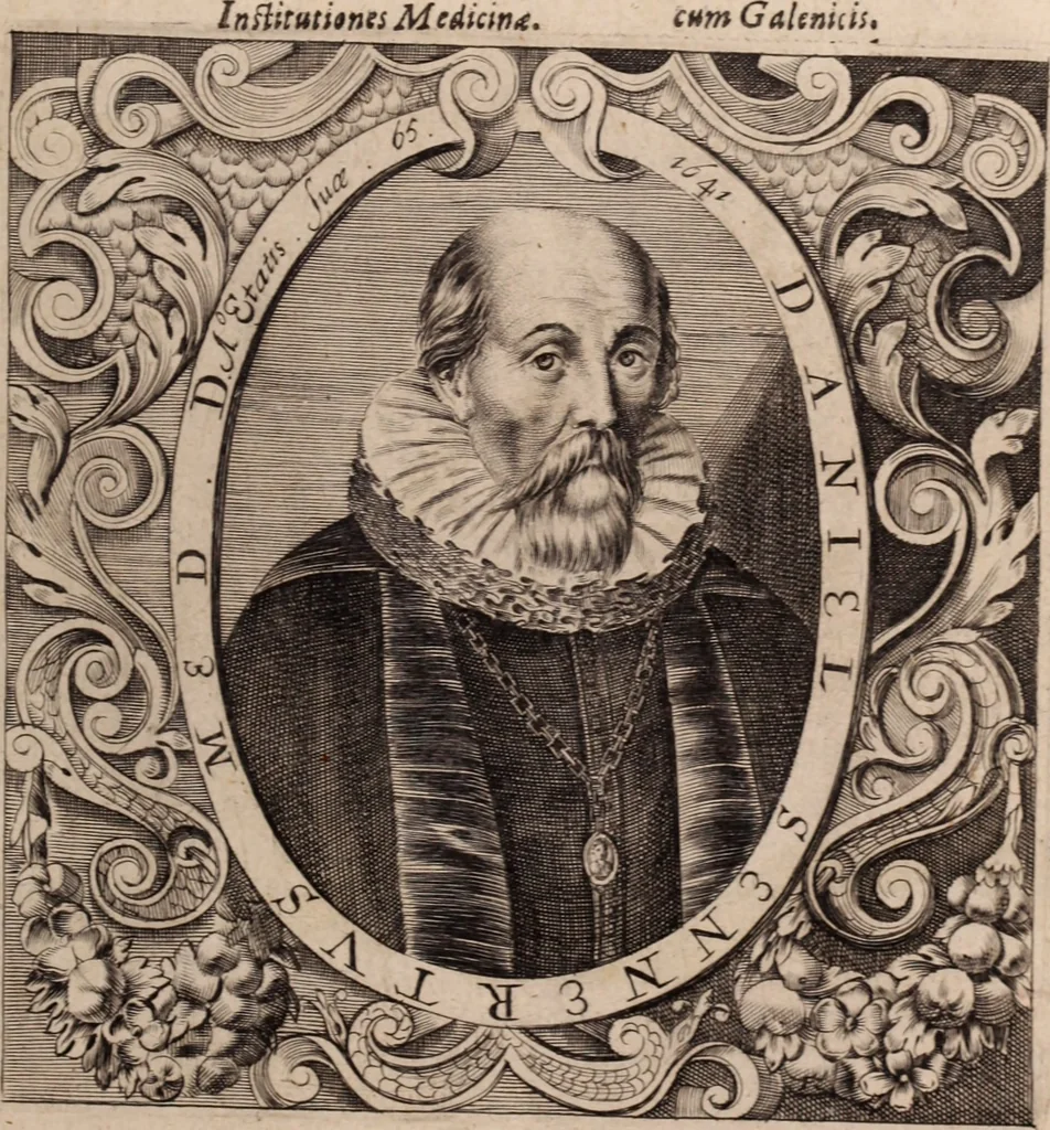 An illustration from Danielis Sennerti Vratislaviensis, D. Et Medicinae In Academia Wittebergensi Profesessoris publici., 1641, leaf 6