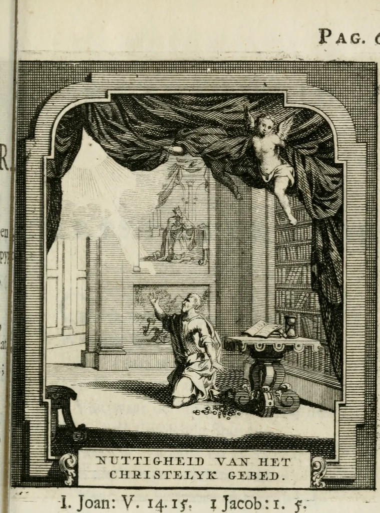 An illustration from Daniël Willinks Bloemkrans van christelyke liefde- en zeededichten ; nevens eenige Christelyke gezangen, 1714, leaf 100