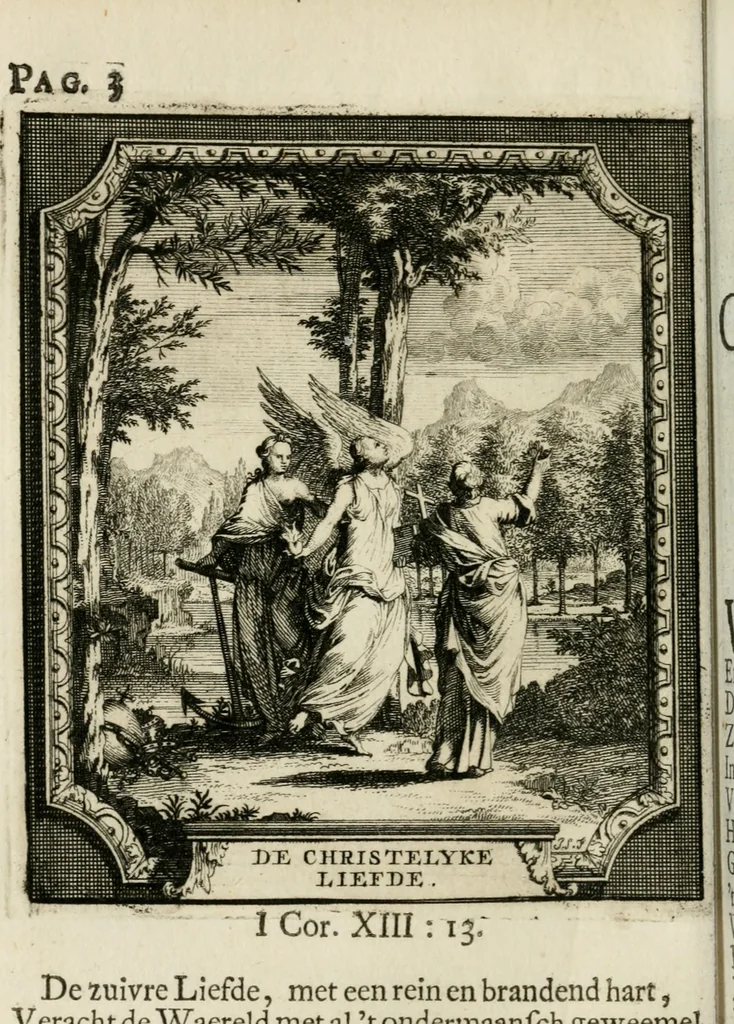 An illustration from Daniël Willinks Bloemkrans van christelyke liefde- en zeededichten ; nevens eenige Christelyke gezangen, 1714, leaf 37