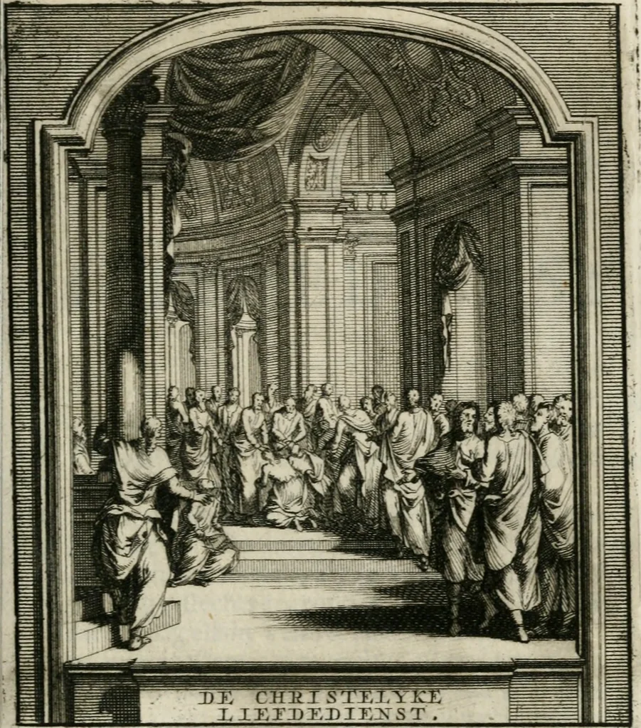 An illustration from Daniël Willinks Bloemkrans van christelyke liefde- en zeededichten ; nevens eenige Christelyke gezangen, 1714, leaf 52