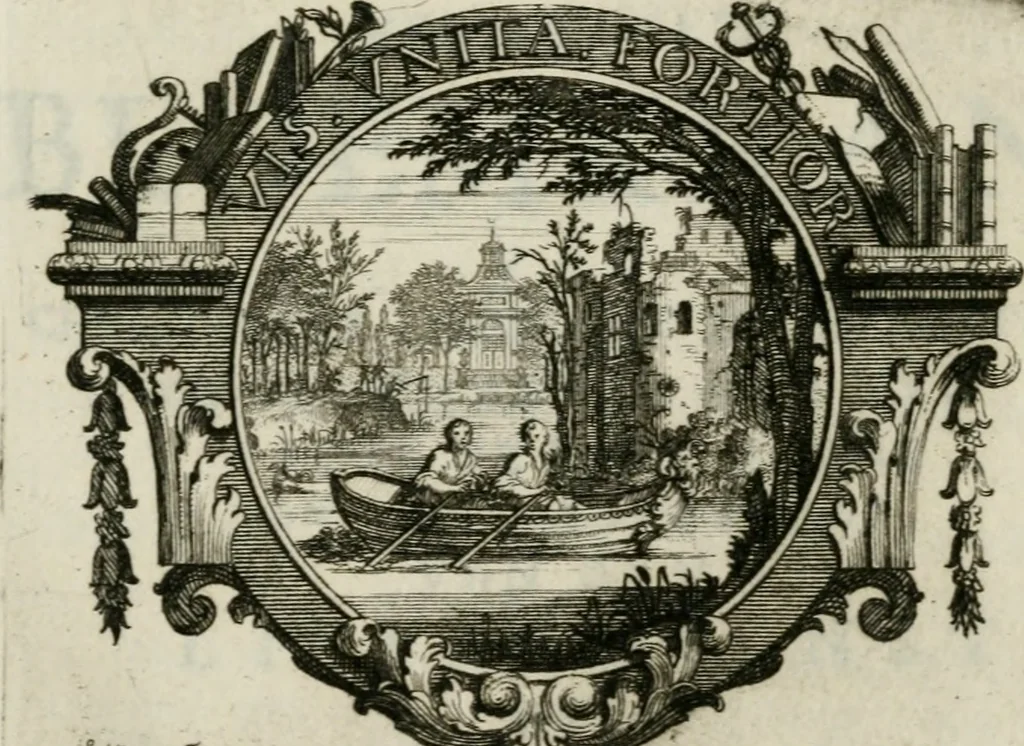An illustration from Daniël Willinks Bloemkrans van christelyke liefde- en zeededichten ; nevens eenige Christelyke gezangen, 1714, leaf 8