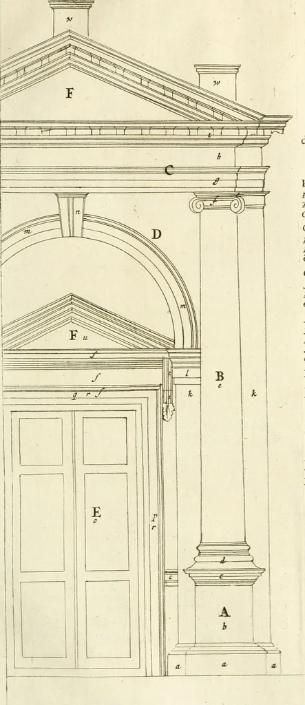 An illustration from Oeuvres d'architecture de Vincent Scamozzi vicentin, architecte de la republique de Venise, contenuës dans son idée de l'architecture universelle : dont les regles des cinq ordres, que le sixième livre contient ont été traduites en françois, 1713, leaf 130