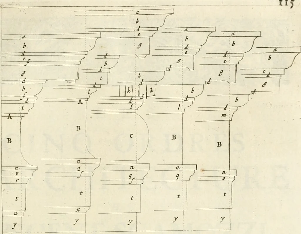 An illustration from Oeuvres d'architecture de Vincent Scamozzi vicentin, architecte de la republique de Venise, contenuës dans son idée de l'architecture universelle : dont les regles des cinq ordres, que le sixième livre contient ont été traduites en françois, 1713, leaf 136