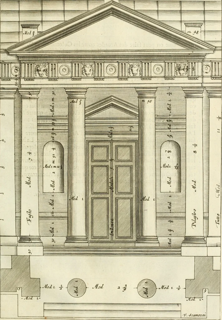 An illustration from Oeuvres d'architecture de Vincent Scamozzi vicentin, architecte de la republique de Venise, contenuës dans son idée de l'architecture universelle : dont les regles des cinq ordres, que le sixième livre contient ont été traduites en françois, 1713, leaf 226
