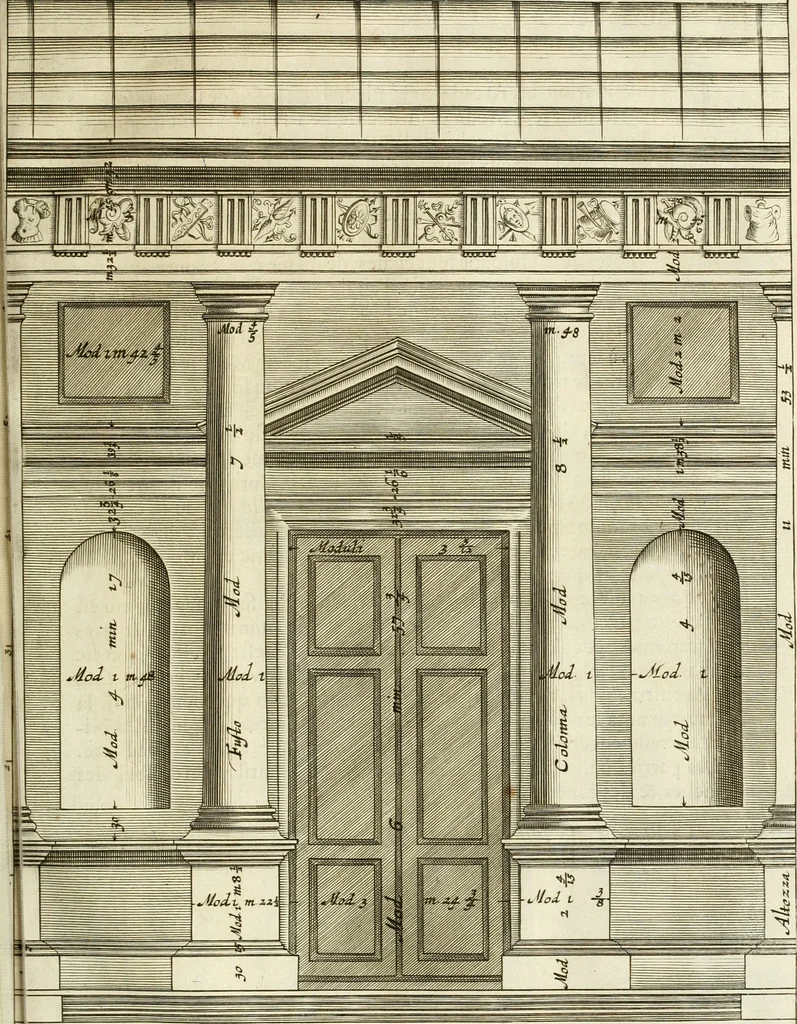 An illustration from Oeuvres d'architecture de Vincent Scamozzi vicentin, architecte de la republique de Venise, contenuës dans son idée de l'architecture universelle : dont les regles des cinq ordres, que le sixième livre contient ont été traduites en françois, 1713, leaf 230