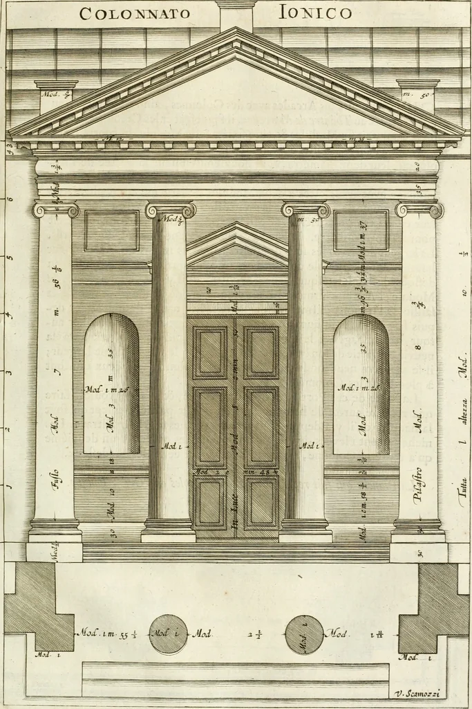 An illustration from Oeuvres d'architecture de Vincent Scamozzi vicentin, architecte de la republique de Venise, contenuës dans son idée de l'architecture universelle : dont les regles des cinq ordres, que le sixième livre contient ont été traduites en françois, 1713, leaf 242