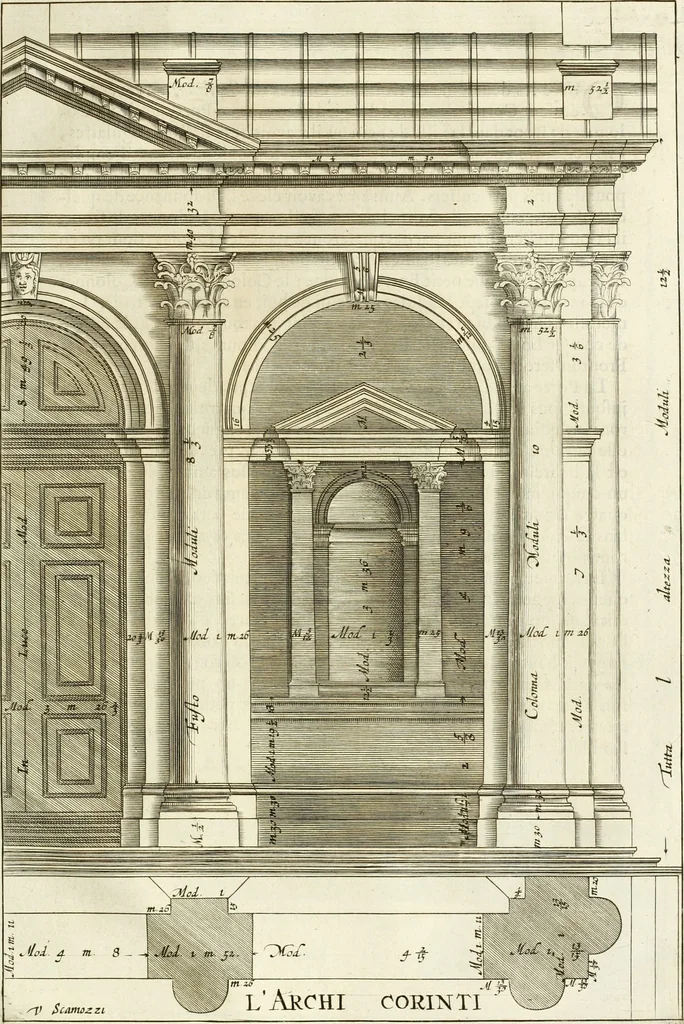 An illustration from Oeuvres d'architecture de Vincent Scamozzi vicentin, architecte de la republique de Venise, contenuës dans son idée de l'architecture universelle : dont les regles des cinq ordres, que le sixième livre contient ont été traduites en françois, 1713, leaf 284